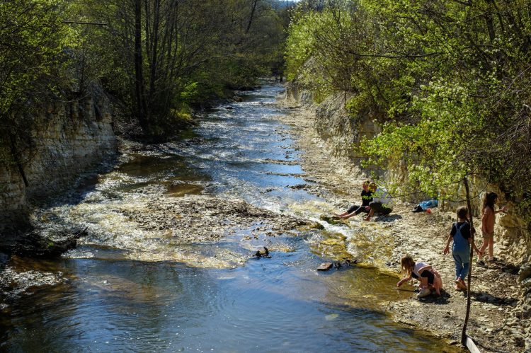 Kids Exploring Creekbed